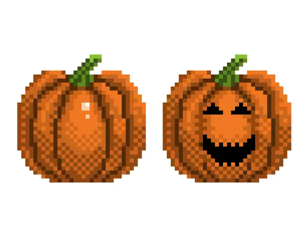 Pixel art pumpkin icon. 32x32 pixels. Vector illustration on a white background. — Stock Vector