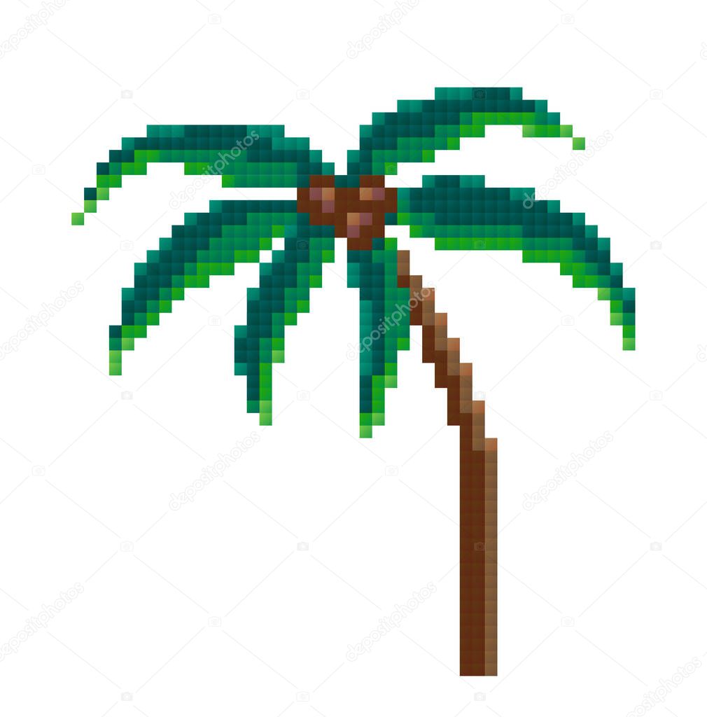 pixel palm, pixel art. vector illustration