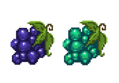 Piksel resim demeti üzüm ikonu. 32x32 piksel. Beyaz arkaplanda vektör illüstrasyonu.