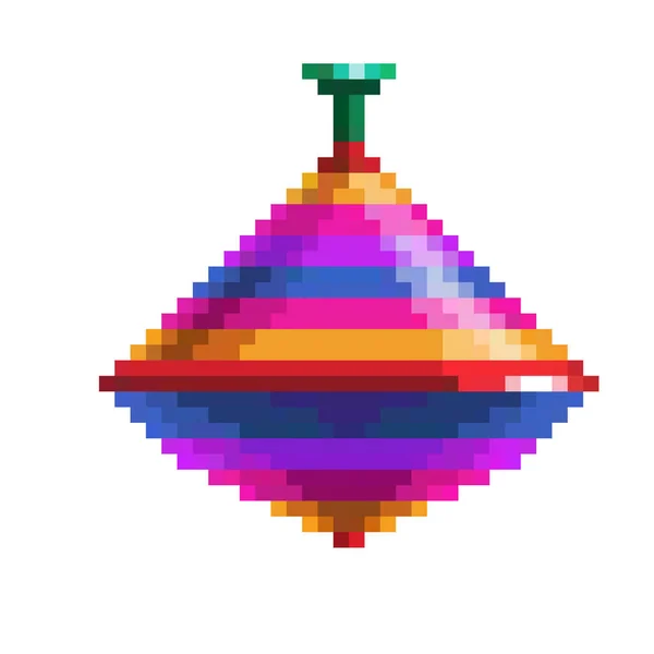 Pixel art spinning top icon, ilustración vectorial — Vector de stock