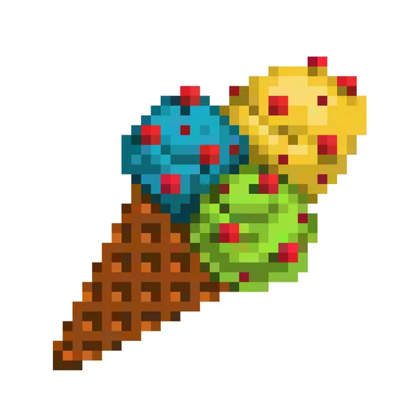 Pixel art ice cream icon, vector — Stock Vector