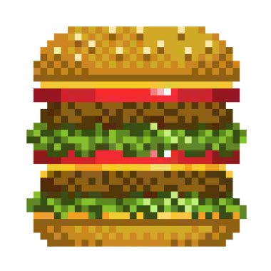piksel burger simgesi, 32x23 pix, Vektör illüstrasyonu