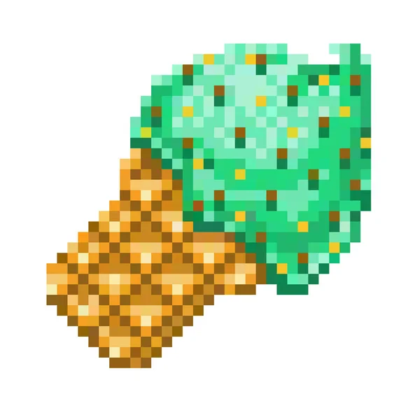 Pixel art icono de helado, vector — Vector de stock