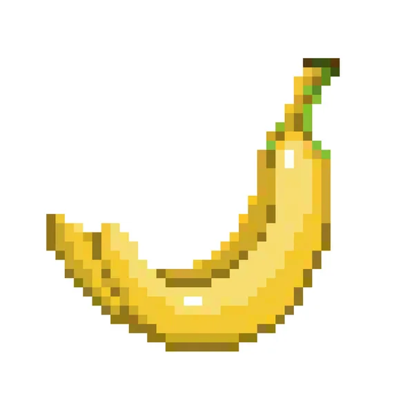 Pixel艺术香蕉图标，32X32矢量插图 — 图库矢量图片