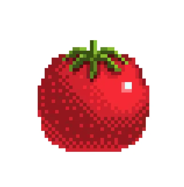 Пиксельный томатный значок, векторная иллюстрация — стоковый вектор