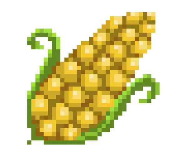 Pixel art corn cob icon, 32X32 vector illustration — Stock Vector