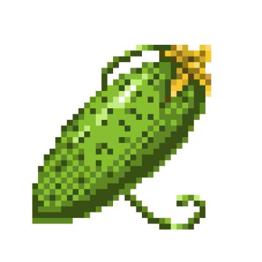 Piksel sanat salatalık simgesi, 32x32 vektör illüstrasyonu