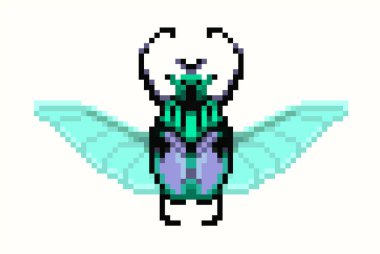 piksel goliath böceği simgesi. Vektör illüstrasyonu