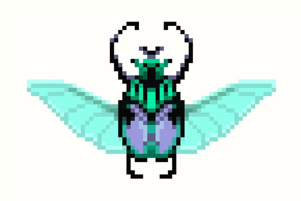 Pixel goliath escarabajo icono. Ilustración vectorial — Vector de stock