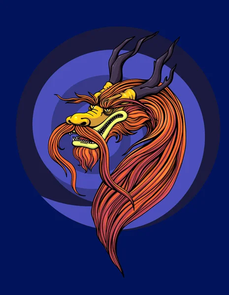 Drago cinese, mostro mitico, yormungand — Vettoriale Stock