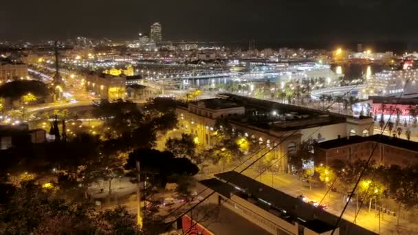 巴塞罗那 Maremagnum 港口旅游城市地区超失效 — 图库视频影像
