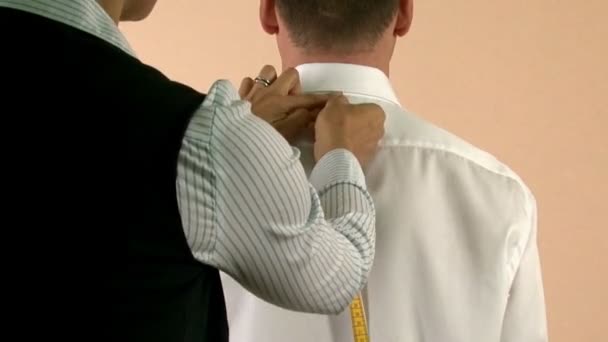 Tailor Back Length Body Measuring. — Stock Video
