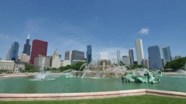 Buckingham Çeşmesi görünümü Chicago şehir manzarası