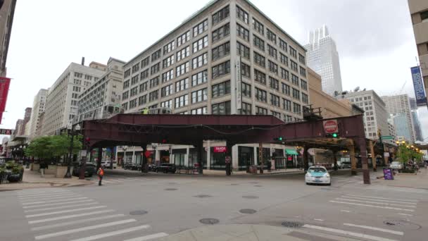 Metro elevado em Chicago Loop Financial District — Vídeo de Stock