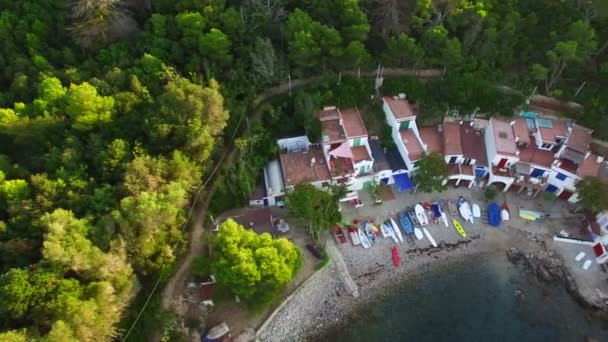 Mediterraneo Villaggio di pescatori Vista aerea Drone — Video Stock