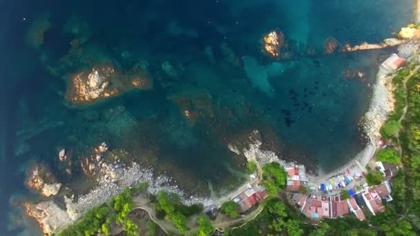 Mediterraneo Villaggio di pescatori Vista aerea Drone — Video Stock