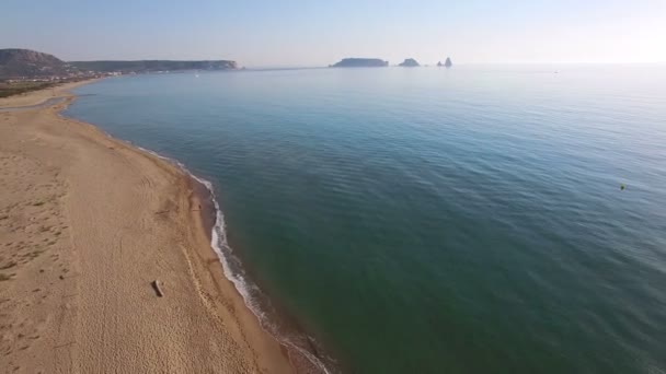 Virgin strand Duinuitzicht luchtfoto Drone — Stockvideo