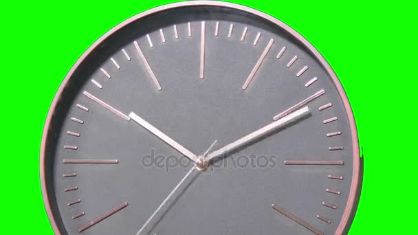 Reloj moderno cara rápido lapso de tiempo en la pantalla verde — Vídeos de Stock