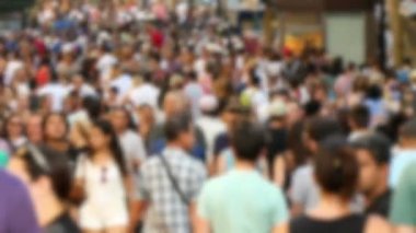 Şehir merkezi Barselona bulanık kalabalık Les Ramblas'a Bulvarı