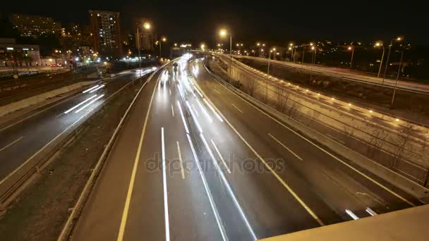 Snelweg Verkeer Auto Rijden Time Lapse Meerdere Lane Speedway Time — Stockvideo