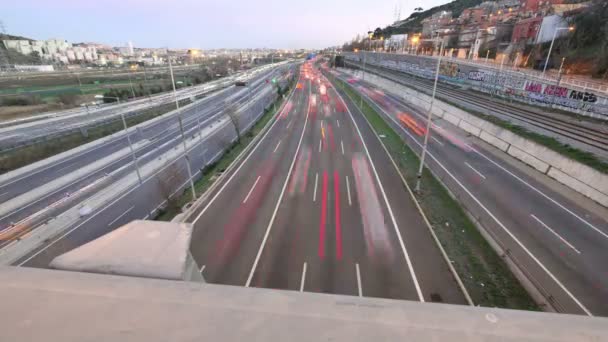 Autopista Tráfico Coches Tiempo Conducción Lapso Múltiples Carril Speedway Autopista — Vídeo de stock