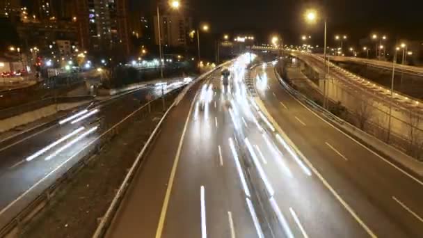 Snelweg Verkeer Auto Rijden Time Lapse Meerdere Lane Speedway Time — Stockvideo