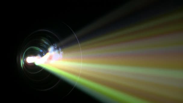 Lentille Projecteur Vidéo Numérique Rayons Lumineux Colorés Flashs Projection Vidéo — Video