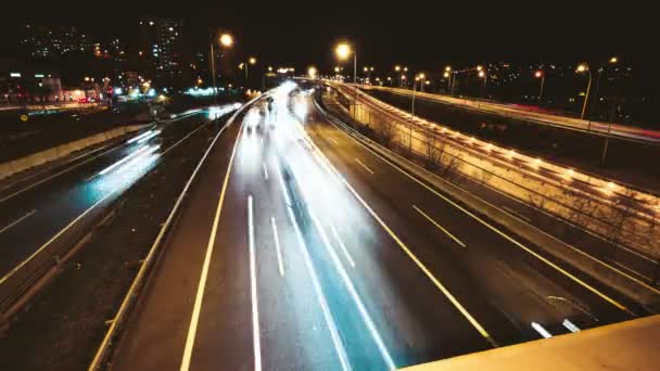 Highway Traffic Cars Driving Time Lapse Multiple Lane Speedway Time — Vídeo de Stock