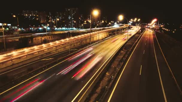 Snelweg Verkeer Auto Rijden Time Lapse Meerdere Lane Speedway Time — Stockvideo