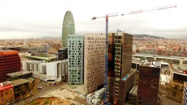 Barcelona Anténu Drone Pohled Torre Agbar Letecká Dron Záběry Firem — Stock video