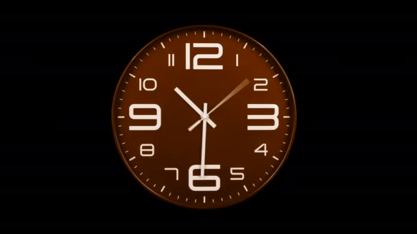 Reloj Naranja Moderno Cara Moviéndose Rápido Hacia Adelante Timelapse Reloj — Vídeos de Stock