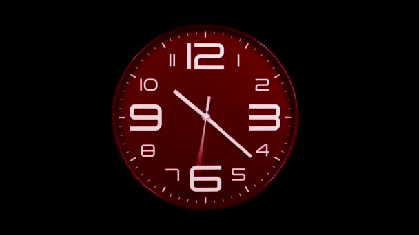 Reloj Rojo Moderno Cara Moviéndose Rápido Hacia Adelante Timelapse Reloj — Vídeos de Stock