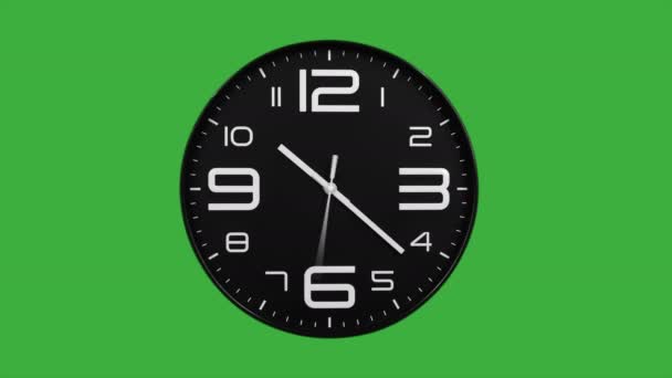 現代の黒い時計の顔は 前方の時間の経過とともに急速に移動します ハイスピードカウンタータイマー 時間は この時間の経過の中で速く移動します 高速で走っている時計の顔 — ストック動画