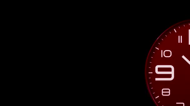 Reloj Rojo Moderno Cara Moviéndose Hacia Adelante Rápida Transición Reloj — Vídeo de stock