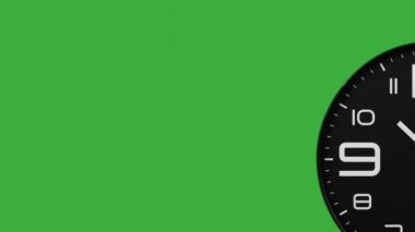Modern siyah saat ileri geçişle karşı karşıyadır. Saat yeşil ekran arka planında hızlandırılmış zaman işliyor. Yüksek hız sayacı. Zaman su gibi akıp gidiyor bu zaman atlamasında. Saatin yüzeyi hızla tükeniyor. Tik tak hareket ediyor.