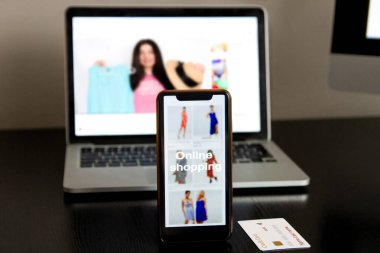 İnternetten alışveriş. Teslimat. Alışveriş çantası. Moda..