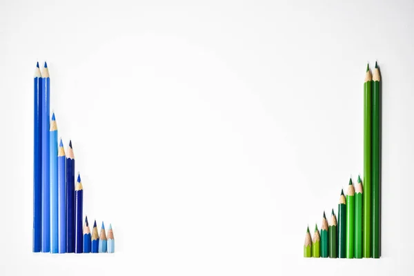 Bunte Isolierte Bleistifte Hintergrund Grüne Und Blaue Bleistifte — Stockfoto