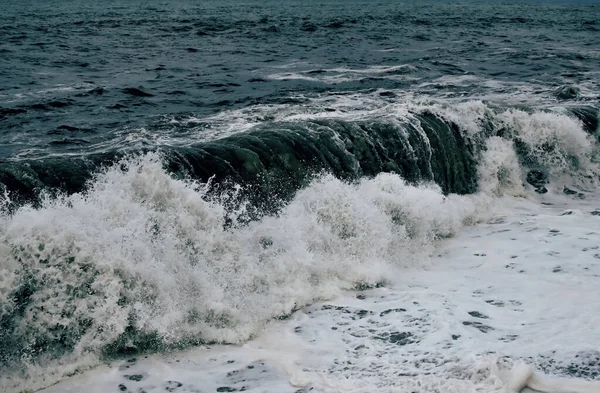 Vista Del Paisaje Marino Tormenta Con Grandes Olas — Foto de Stock