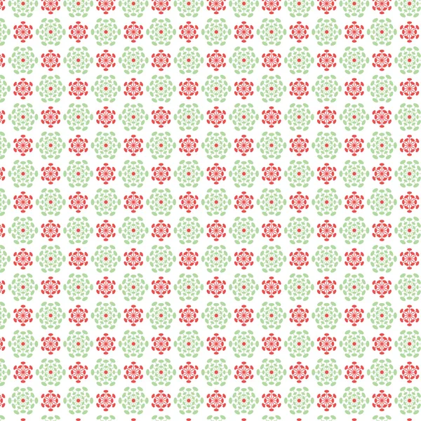 Zelené a červené snowflake vzor — Stockový vektor