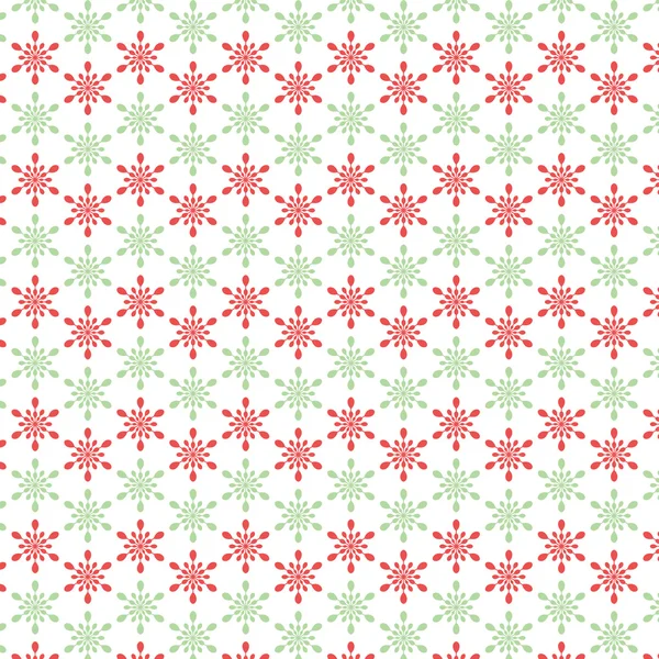 Kırmızı ve yeşil kar taneleri desen — Stok Vektör