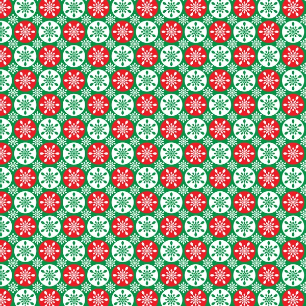 Muster roter und grüner Schneeflocken — Stockvektor