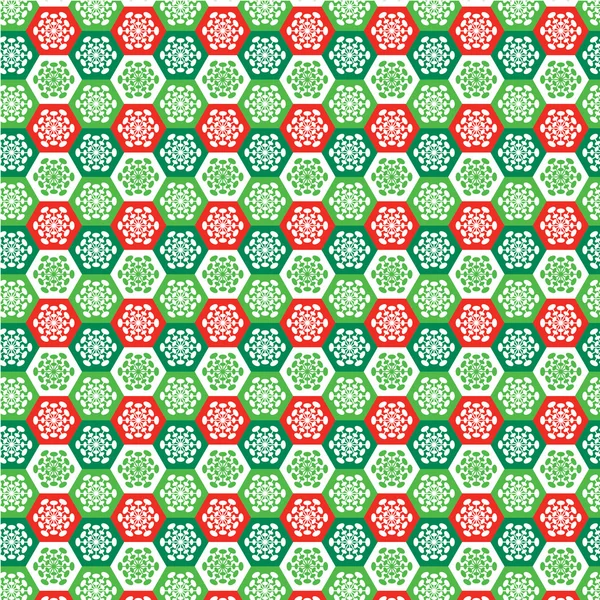 Red and  green snow crystal pattern — Stock Vector