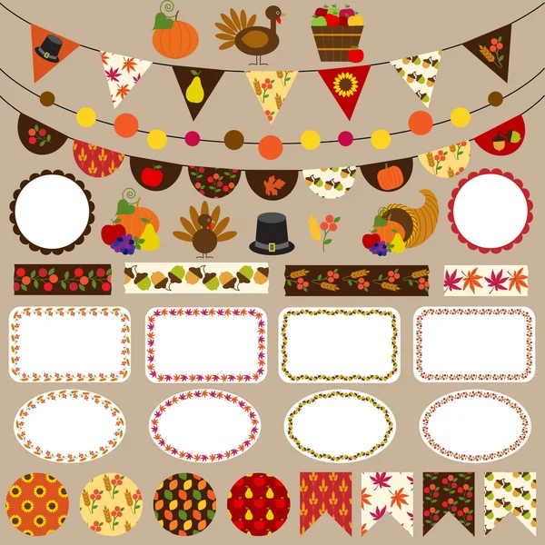 Ação de Graças bunting clipart — Vetor de Stock