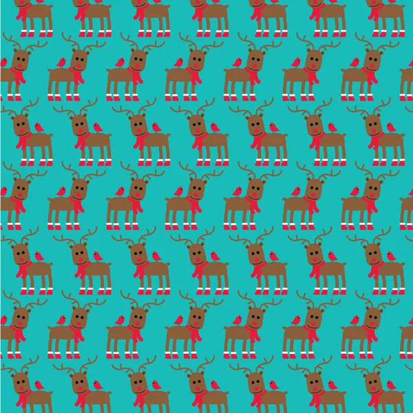 Christmas  pattern  with cute deers — Stock Vector