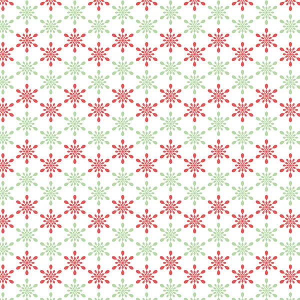 Motif de flocons de neige vert et rouge — Image vectorielle