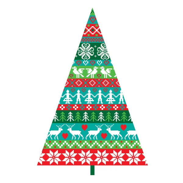 Arbre de Noël à motifs — Image vectorielle