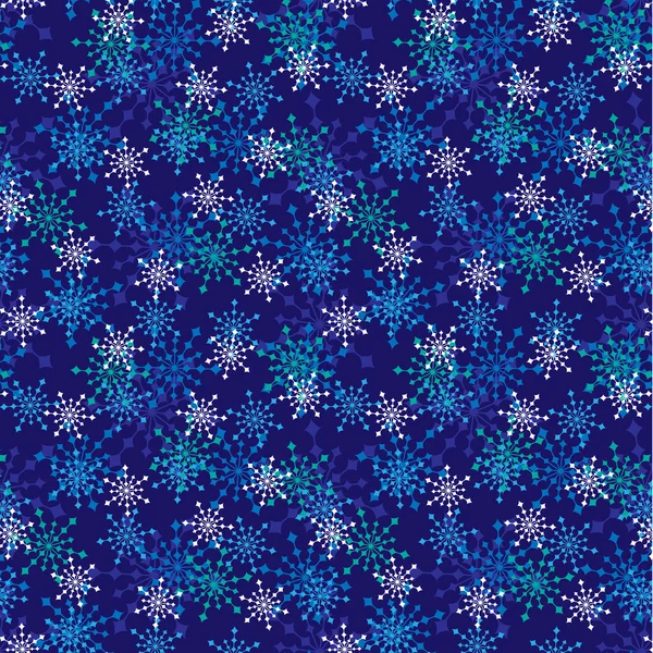 Overlapping snow flakes on blue — Stock Vector