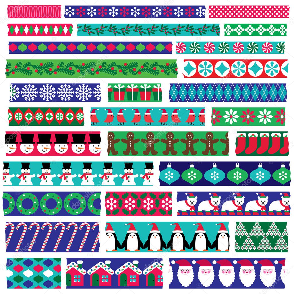 Christmas washi tape clipart — Stock Vector © scrapster #125907152