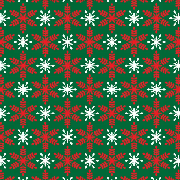 Red snowflakes on green — Stock Vector