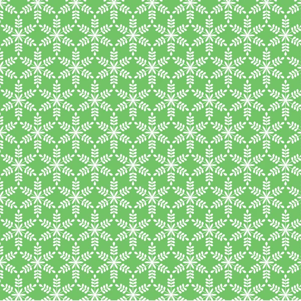 Snowflake pattern on green. — Stock Vector